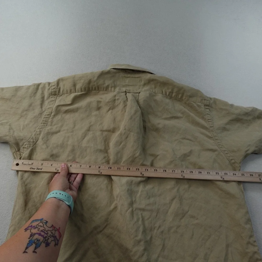 Polo Ralph Lauren Caldwell Shirt Mens XL Beige Silk Linen Camp Collar Button Up